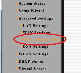 Tenda MAC Address Clone